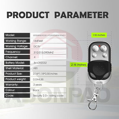 Chamberlain 953EV/EVC Universal Garage Door Opener Remote - Image 8