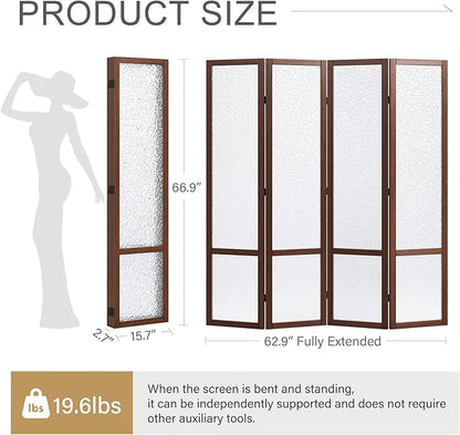 Acrylic Room Divider, 4-Panel Freestanding Partition Screen, Frosted - Image 3