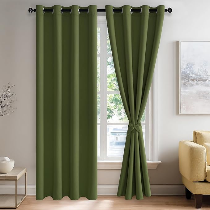 JIUZHEN Olive Green Blackout Curtains by JIUZHEN