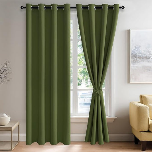 JIUZHEN Olive Green Blackout Curtains by JIUZHEN