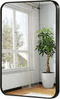 24x36 Inch Black Wall Mirror for Bathroom, Brushed Metal Framed Mirror by JENBELY