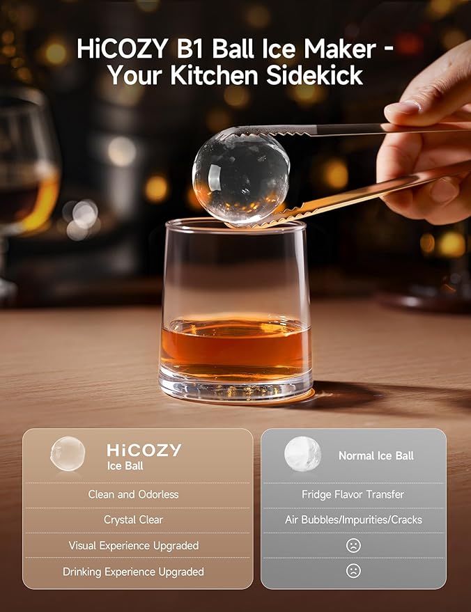 HiCOZY B1 Clear Ice Ball Maker Countertop, Sphere Ice Maker - Image 2