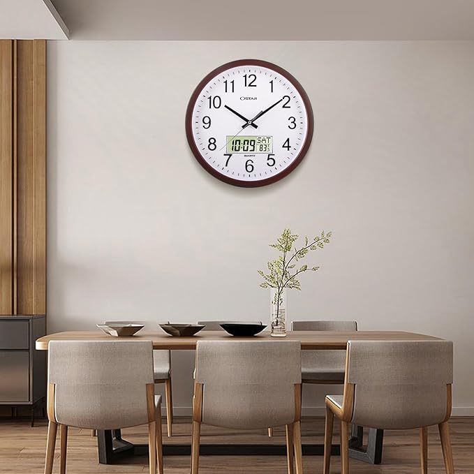OSTAR 14" Large Analog Digital Display Wall Clock Silent Non-Ticking, Day of - Image 8