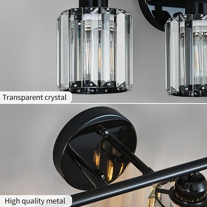 FDPBY Modern 4 Light Crystal Vanity Light, Plating Black Vertical Bathroom - Image 5