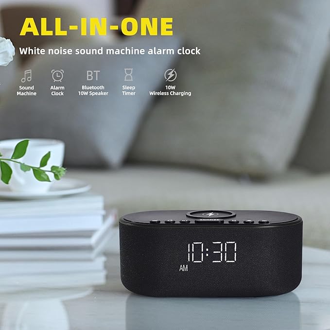 Sound Machine Alarm Clock for Bedrooms: Bluetooth 10W Stereo Sound Speaker - Image 2