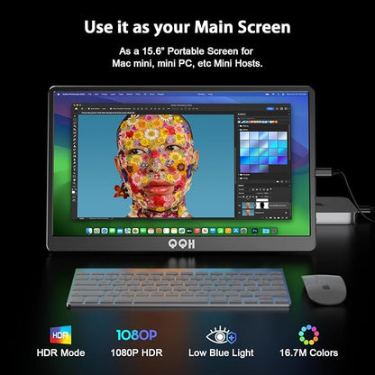 QQH Portable Monitor, 15.6" Portable Travel Monitor - Image 2