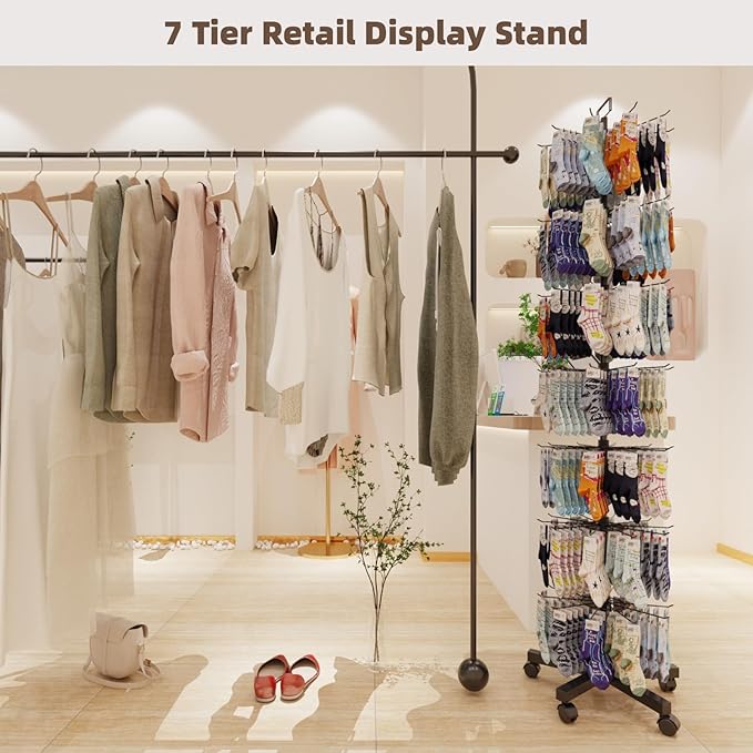 YEOOE Upgraded Retail Display Stand 7 Tier Spinning Display Stand, Movable Shop - Image 5