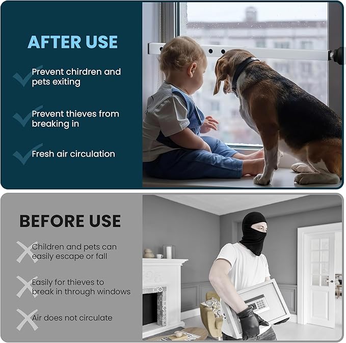 Gadgetzan 1 Pack Window Security Bars Adjustable 11"-18", Portable Short - Image 5