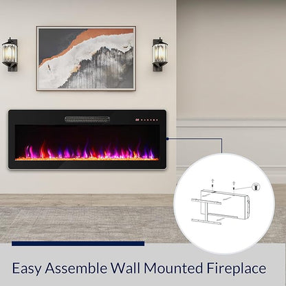 BELLEZE 42" Electric Fireplace Heater, 1400 W Recessed & Wall Mounted Electric - Image 4