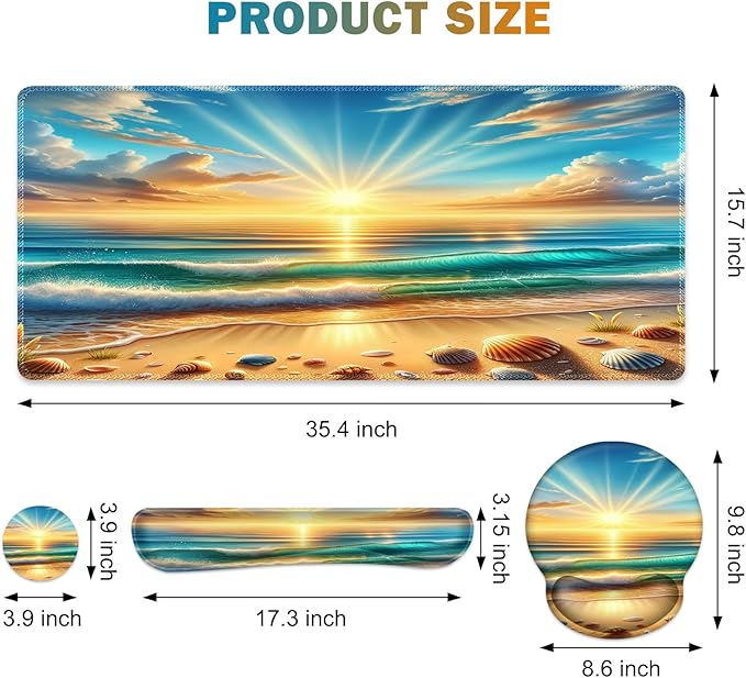 Gaming Mouse Pad, Large Desk Mat, Cute Desk Pad Protector, 4in1 XXL Mousepad + - Image 3