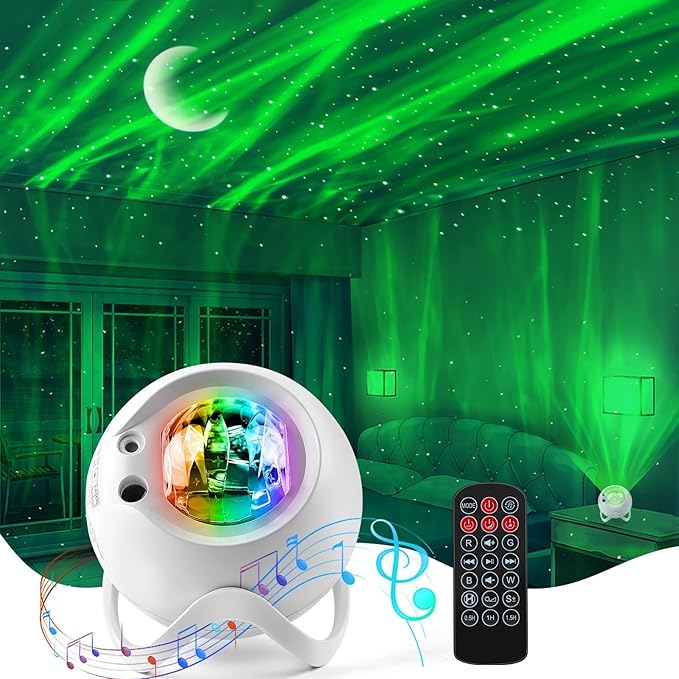 Aurora Northern Lights Projector: 60+ Light Effects White Noise Stars Sky Moon by Joytey