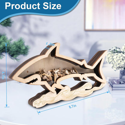 8.7 In Shark Tooth Display Case,Handmade Shark Teeth Shadow Boxes Display Cases,Wood Shark Teeth Holder,Shark Tooth Display Box,Shark Tooth Collection,Shark Decor Beach Gifts