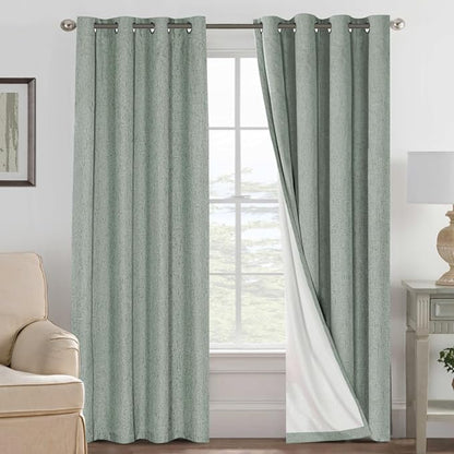 H.VERSAILTEX Linen Blackout Curtains 108 Inches Long 100% Blackout Thermal by HVERSAILTEX