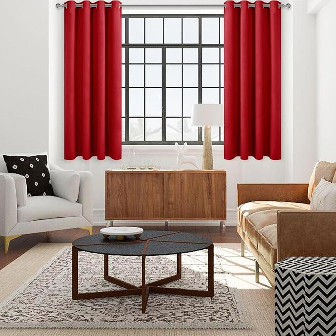 DWCN Red Curtains 63 Inches Long, Extra Wide Drapes - Image 2