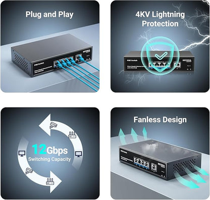 4 Port Gigabit PoE Switch Unmanaged - Image 6