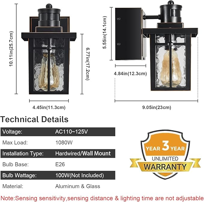 2 pack Porch Lights with GFCI Outlet, Dusk to Dawn Motion Sensor Outdoor Lights - Image 6