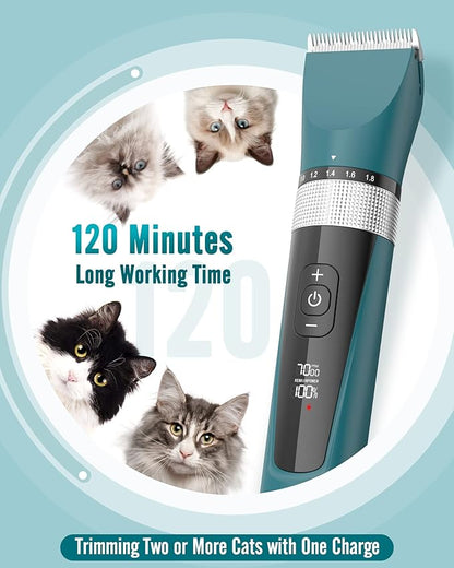 oneisall Cat Clippers for Matted Hair, 5-Speed Quiet Cat Grooming kit, Cordless - Image 5