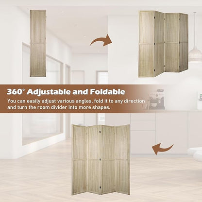 ECOMEX 4 Panel Room Divider, 5.6Ft Pegboard Display Wooden Room Divider Folding - Image 6
