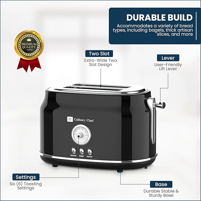 Frigidaire ETO102-WHITE, 2 Slice Toaster, Retro Style, Wide Slot - Image 6