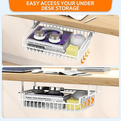 Under Desk Drawer, Slide Out Design, No Drill Metal Under Desk Cable Management - Image 4