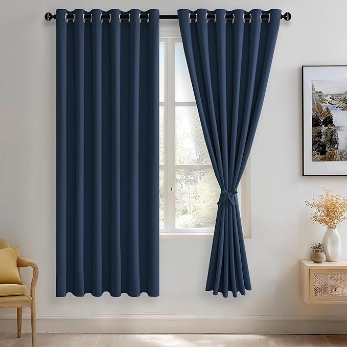JIUZHEN Navy Blackout Curtains by JIUZHEN