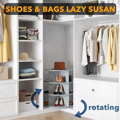 SpaceAid 3 Tier Rotating Shoe Rack Tower, Spinning Shoe Display Lazy Susan - Image 4