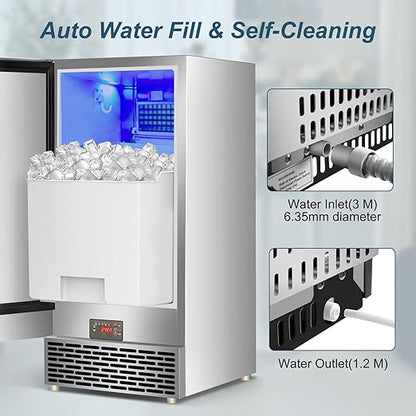 Commercial Ice Maker Machine 120 LBS/24H, 60 LBS Cold Preservation Bin - Image 4