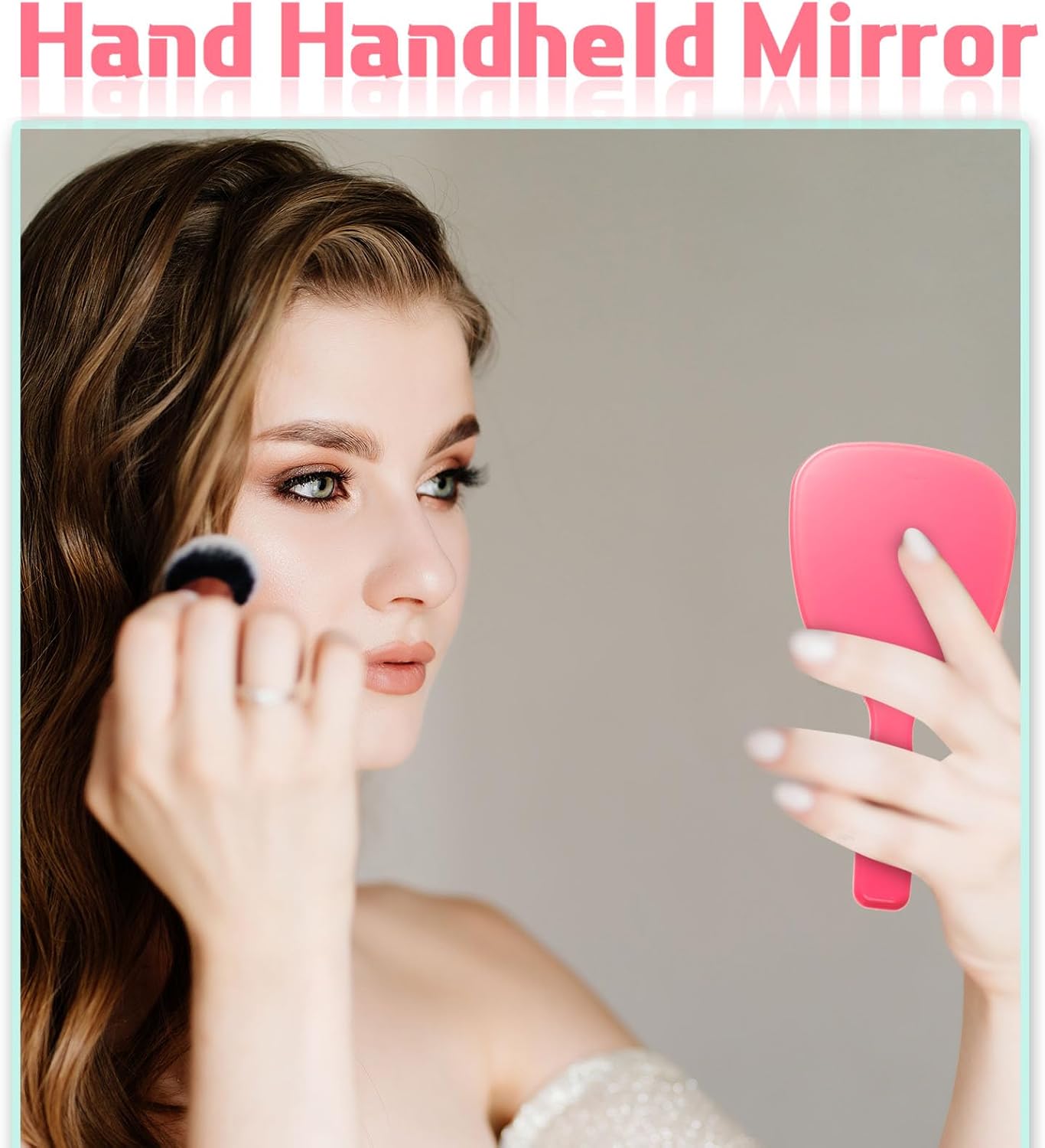 Vinsot 50 Pcs Handheld Mirror Bulk Small Plastic Hand Mirrors with Handle Portable Makeup Mirror for Salon Clients Party Favors Gifts Travel Camping Home Use, 3.15" x 7.09" (8 Colors)