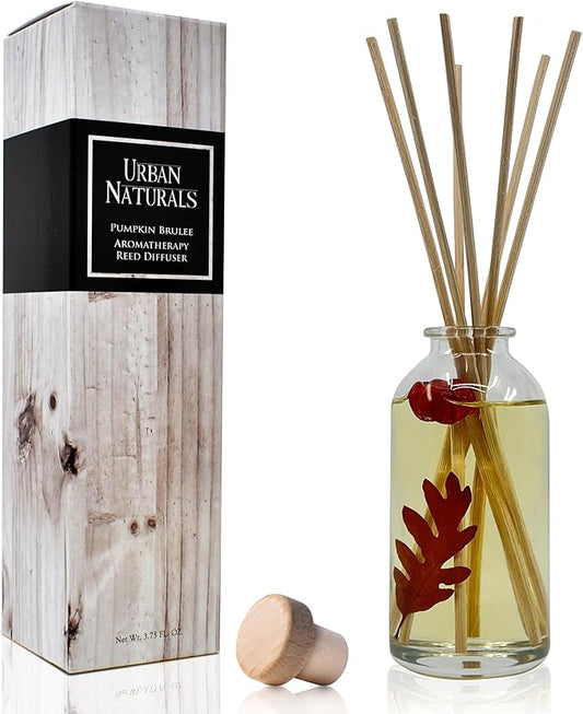 Urban Naturals Pumpkin Brulee Scented Sticks Reed Diffuser Oil Set | Fall & by UrbanNaturals