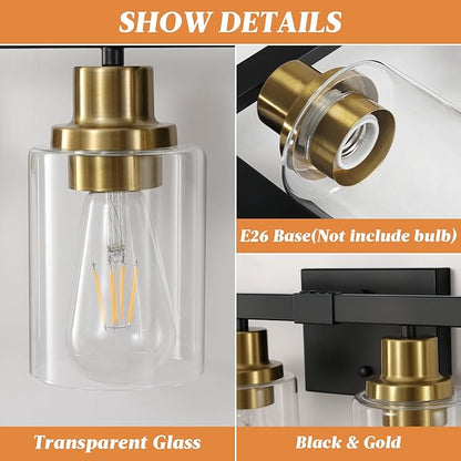 DIKAIDA Bathroom Vanity Light, 4-Light Black and Gold Bathroom Light Fixtures - Image 4