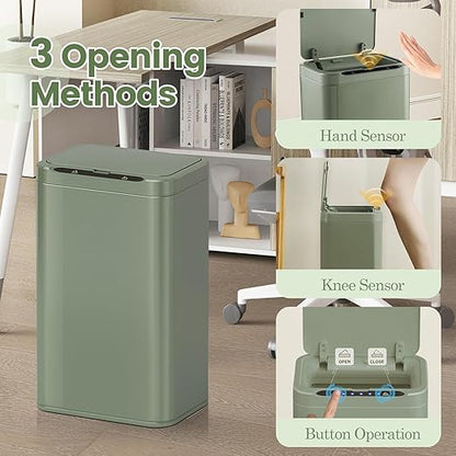 ELPHECO Stainless Steel Office Trash Can Motion Sensor Garbage Can Touchless - Image 4