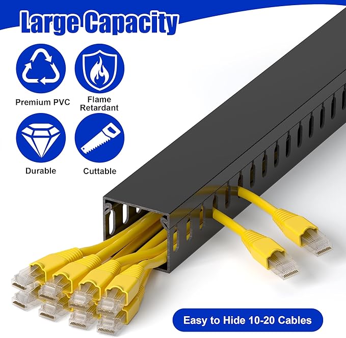 ZhiYo H1.4 x W1.6in Server Rack Cable Management Raceway, 94.5in Cable Raceway - Image 2