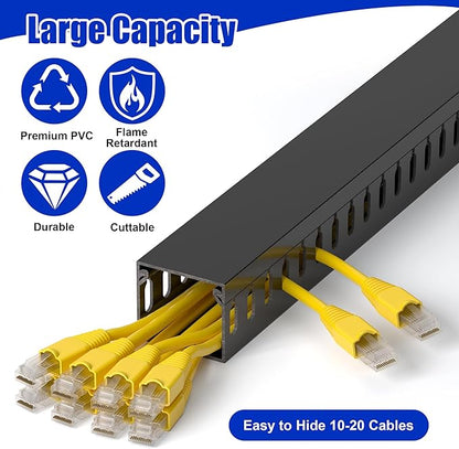 ZhiYo H1.4 x W1.6in Server Rack Cable Management Raceway, 94.5in Cable Raceway - Image 2