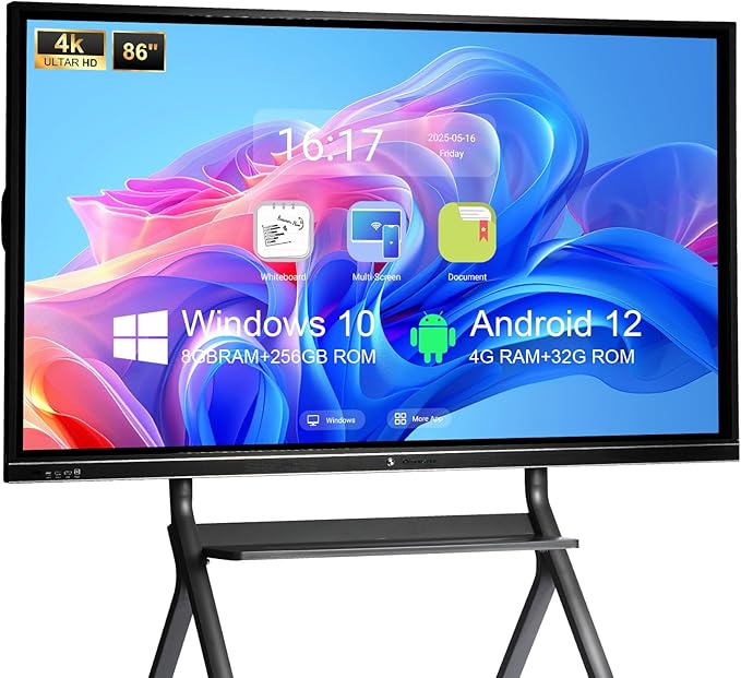 86″ Smart Board, 4K UHD Touchscreen Interactive Whiteboard by OmninexHub