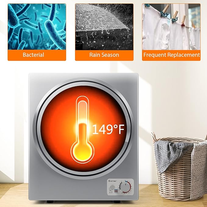 COSTWAY Compact Laundry Dryer, 110V Electric Portable Clothes Dryer - Image 4
