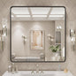LOAAO 30x30 Inch Black Metal Framed Bathroom Mirror by LOAAO