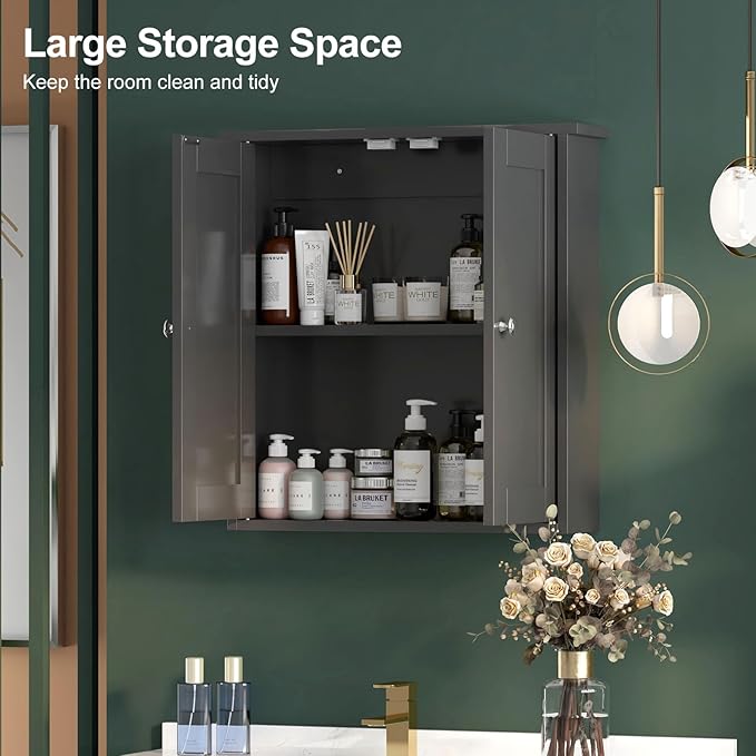 Black Bathroom Wall Cabinet, Medicine Cabinet Over Toilet, Bathroom Cabinet - Image 5