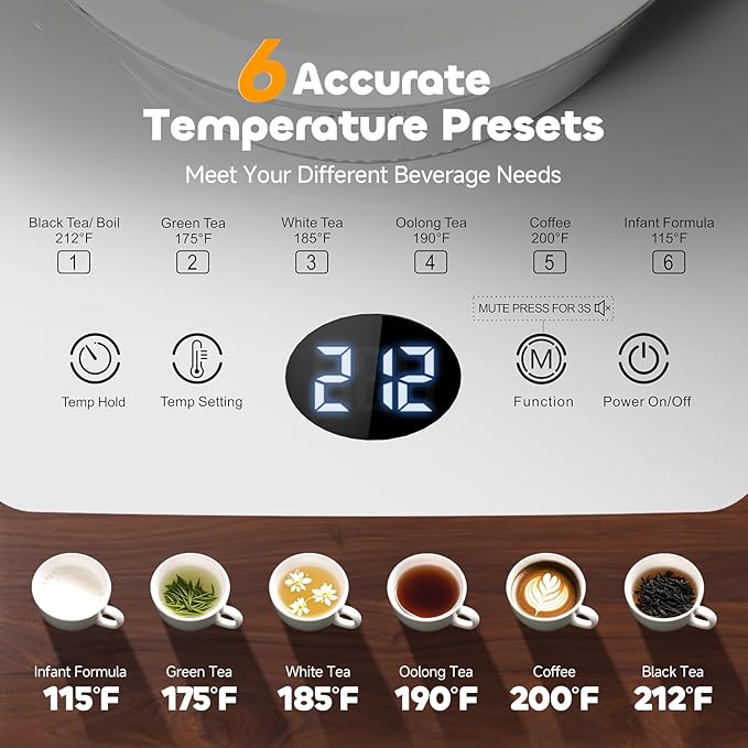 Electric Tea Kettle with Infuser, 1.5L Glass Water Boiler with Temperature - Image 2