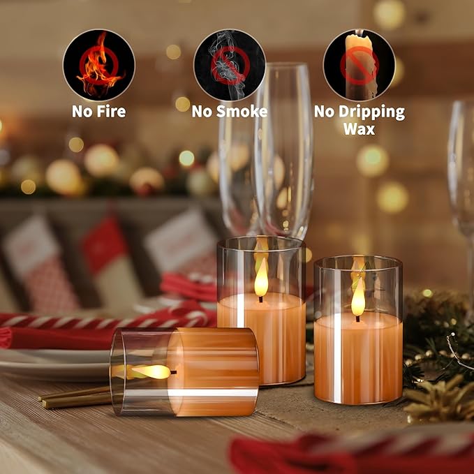 6Pack Glass Flickering Flameless Candles - Image 4