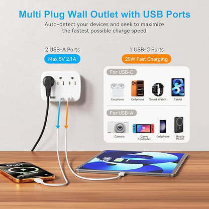 Penemay Multi Plug Wall Outlet Splitter - Image 2