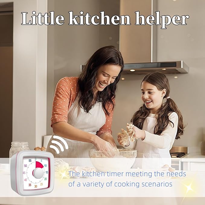 60 Minute Visual Timer for Kids and Adults, Non-Ticking 5.5 Inch Large Visual - Image 3