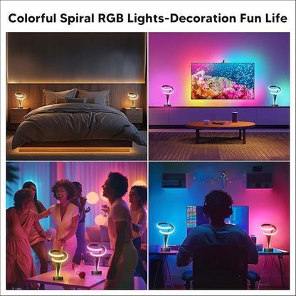 airnasa Spiral LED Table Lamp Set of 2-10 Color Modes, Touch Dimming, Modern - Image 6