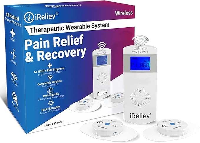 iReliev Wireless TENS + EMS Therapeutic Wearable System Wireless TENS Unit + by iReliev