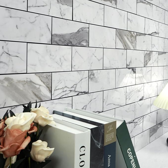 Vamos Tile 100-Piece Glossy Statury White Peel and Stick Backsplash Tile - Image 3