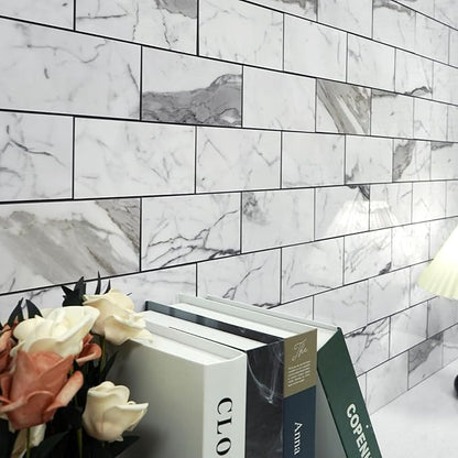 Vamos Tile 100-Piece Glossy Statury White Peel and Stick Backsplash Tile - Image 3
