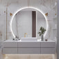 Niccy Round LED Bathroom Mirrors, Half Circle Backlit Mirror, 36" | Frameless Half Moon Mirror for Bathroom Wall, 3 Color Dimmable Anti-Fog Makeup Mirror, Explosion-Proof
