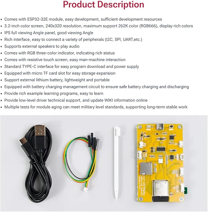 Hosyond 3.2'' ESP32 LCD Display Resistive Touchscreen - Image 5