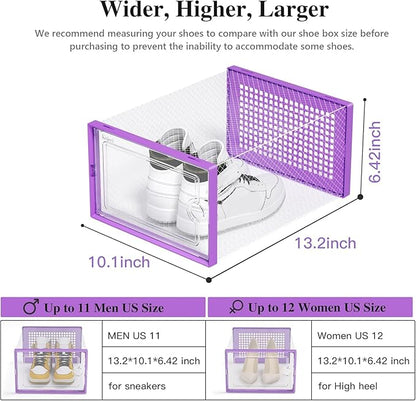 Kuject X-Large Shoe Storage Boxes Organizers Clear Plastic Stackable 12 Pack - Image 3
