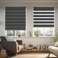 Custom Size Zebra Blinds for Indoor Windows with Cord, Dual Layer Blackout Zebra Roller Shades Corded Pull Down for Home Office Sliding Glass Door Black Out Room Darkening Easy Install