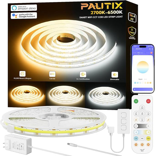 PAUTIX CCT COB LED Strip Light White Tunable 3200LEDs, CRI90+ 16.4ft/5m by PAUTIX